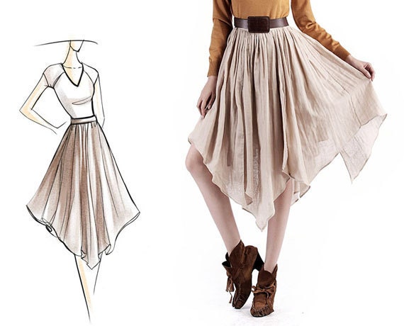 Nude Skirt Cotton Skirt Woman Skirt Circle Skirt Cute Skirt