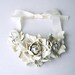 Ivory leather floral bib necklace - Made to Order