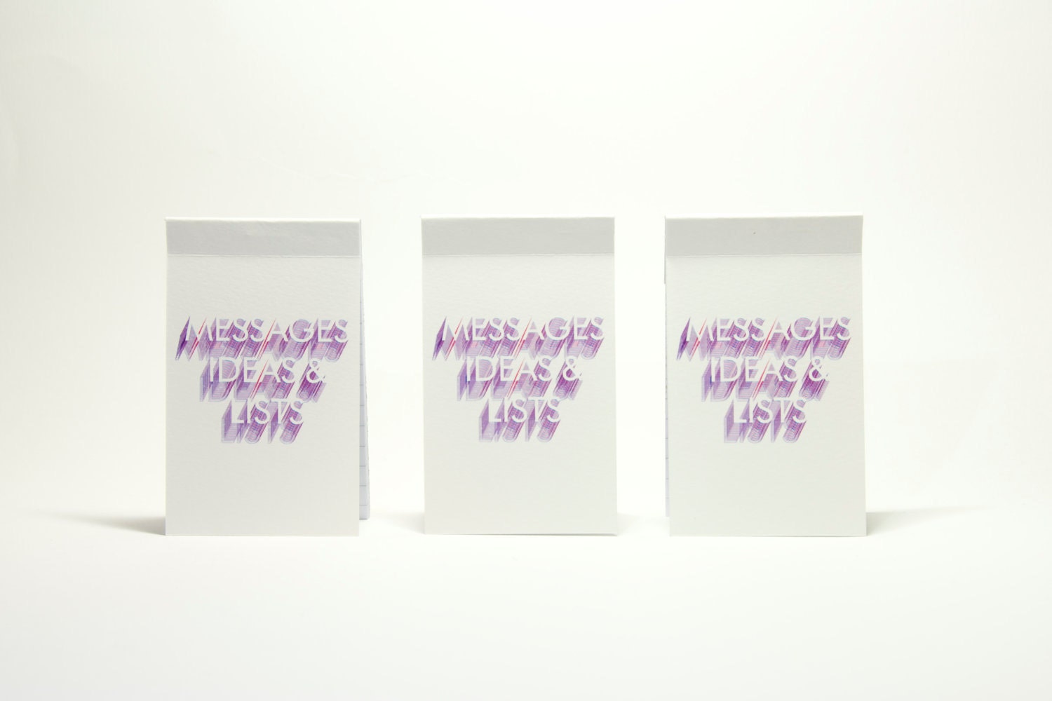 Set of 3 mini lined notepads with typographic cover