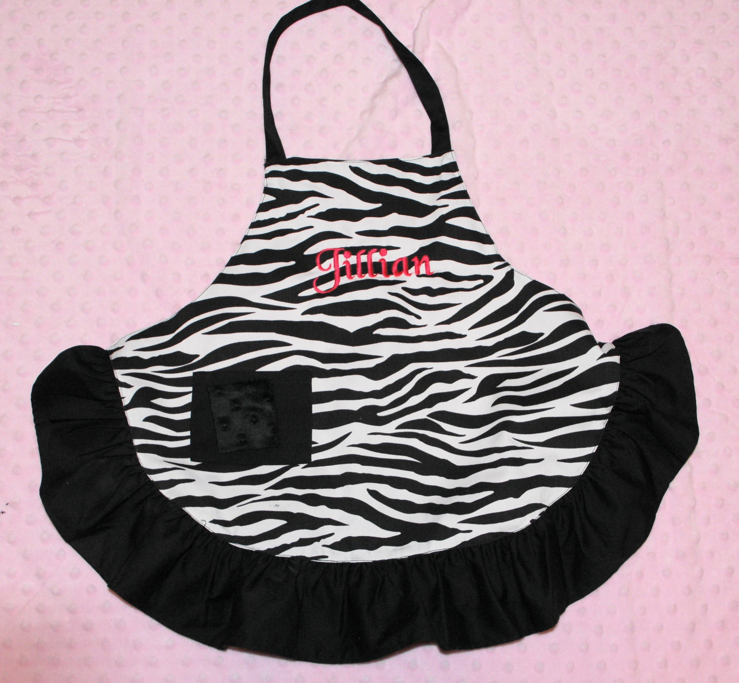 Adult zebra print personalized apron