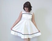 CLEARANCE SALE Vintage Girl's Easter Dress / Juniors Church Dress / White with Pink and Blue Trim / Delta Girl