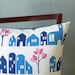 Blue House Printed Pillow Cover with Pink Trees