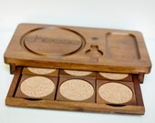 Vintage Cheese Tray Cutting Board With Coaster Set