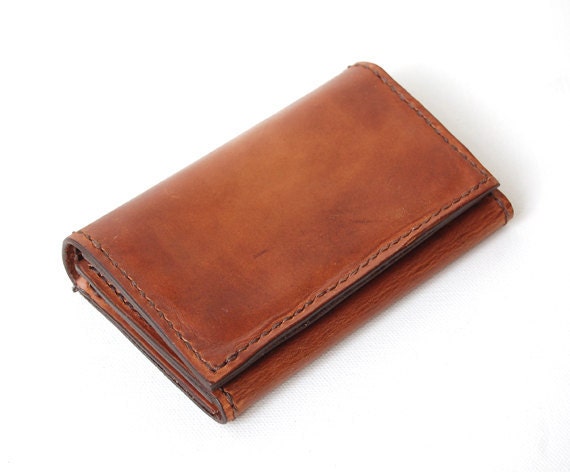 Handmade Cognac iPhone Leather Wallet with Coin Pocket