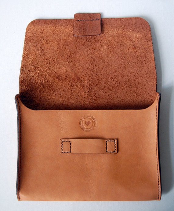 Handmade Tan Leather iPad Case / Sleeve