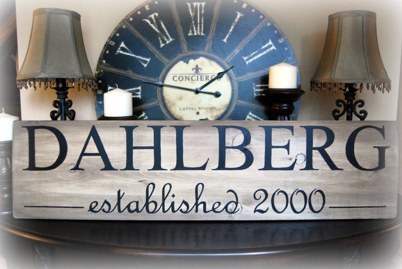 WEDDING GIFT  Family Established Sign - weathered brown