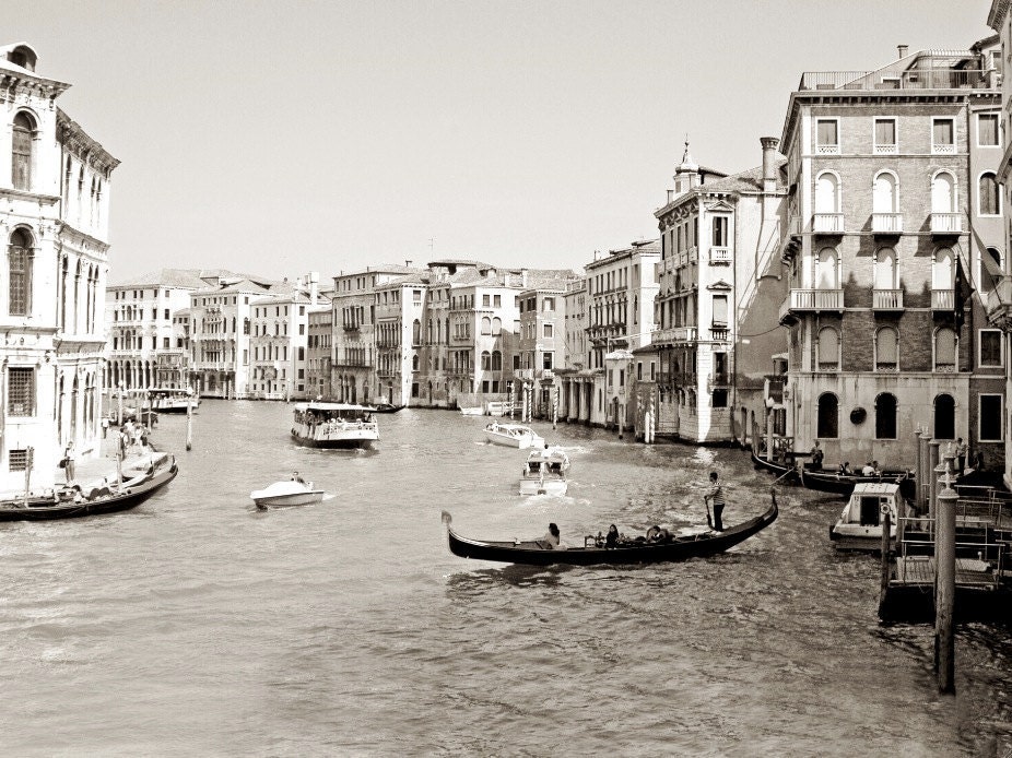 SALE 25% OFF 16x20 Classic Black and White Venice Canals and Gondolas, Venice, Italy, Europe - 16x20" Fine Art Photo Print