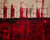Abstract Painting - Cityscape Painting - Red Taupe Art - Original Painting - Contemporary Modern Art - Acrylic Painting - 20x20