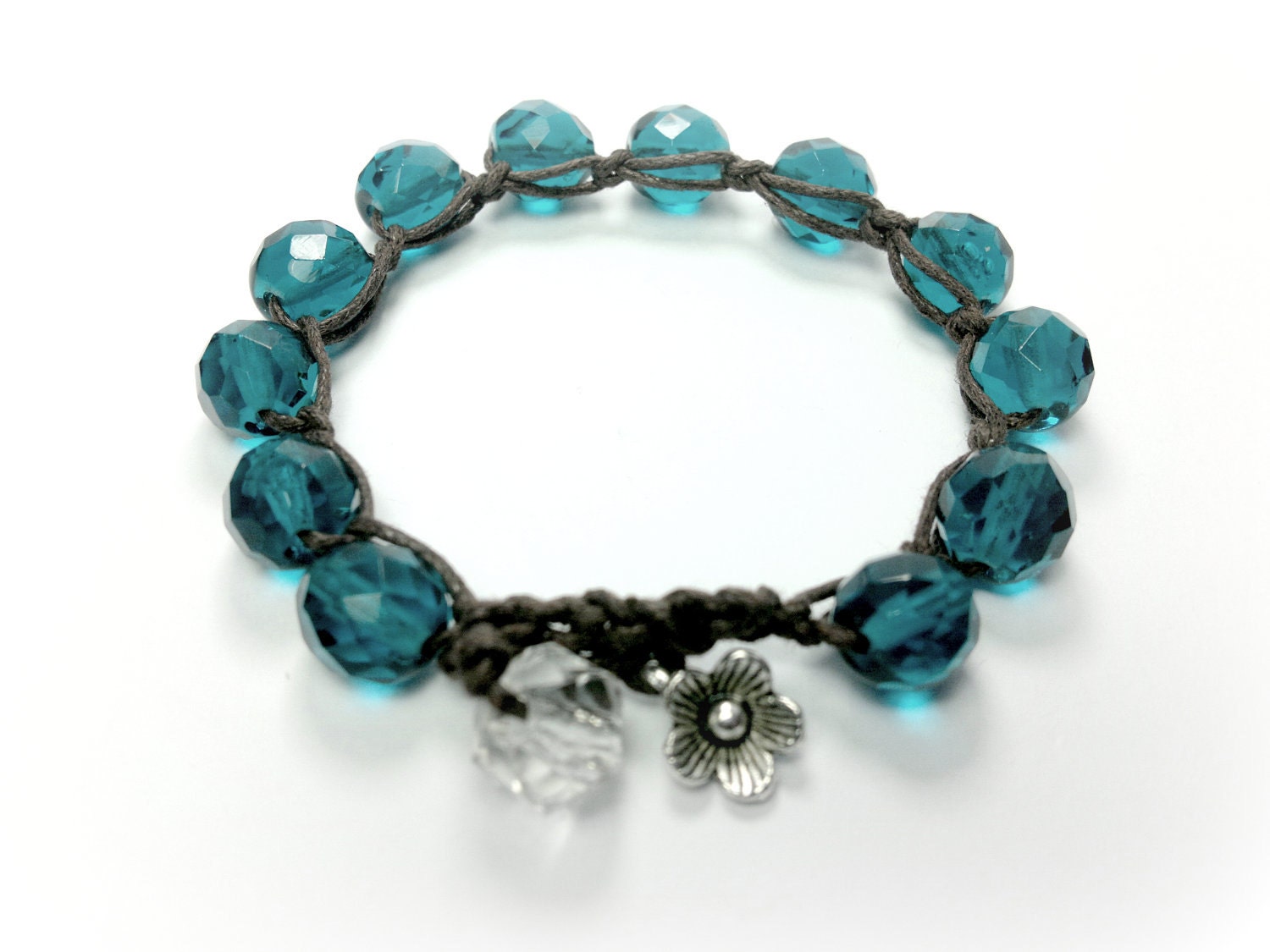 Czech glass beads turquoise bracelet, turquoise bracelet, silver flowers, spring, 2012,boho,bohemian,chic, shabby, beach bracelet