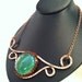 Green Beaded Cabochon and Hand Hammered Copper Scroll Necklace