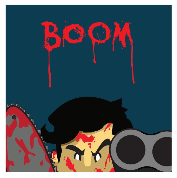 Ash & his Boomstick - Original Evil Dead Artwork 8.5" x 8.5" original print