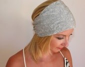Stretchy shimmer confetti gauze wide fabric headband headwrap  head scarf hair band turban in grey winter spring summer