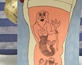 Seafaring Man Merman Tattoo Art Original Painting