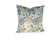 Pillow. Blue Green Pillow. Throw Pillow ONE 16x16 Decorator Pillow.Printed fabric on front and back.Home Decor. Housewares