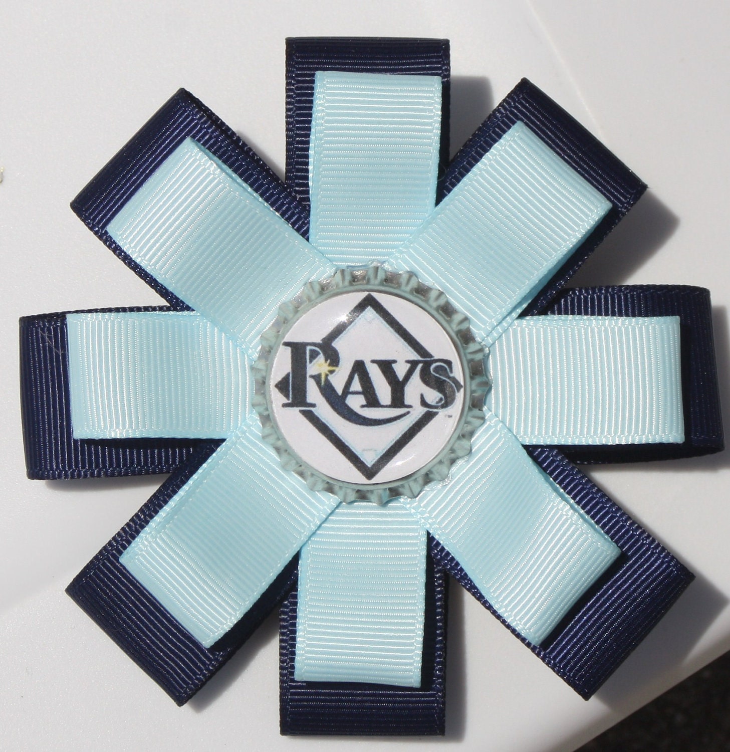 Tampa Bay Rays Inspired Navy and Light Blue Hair Bow