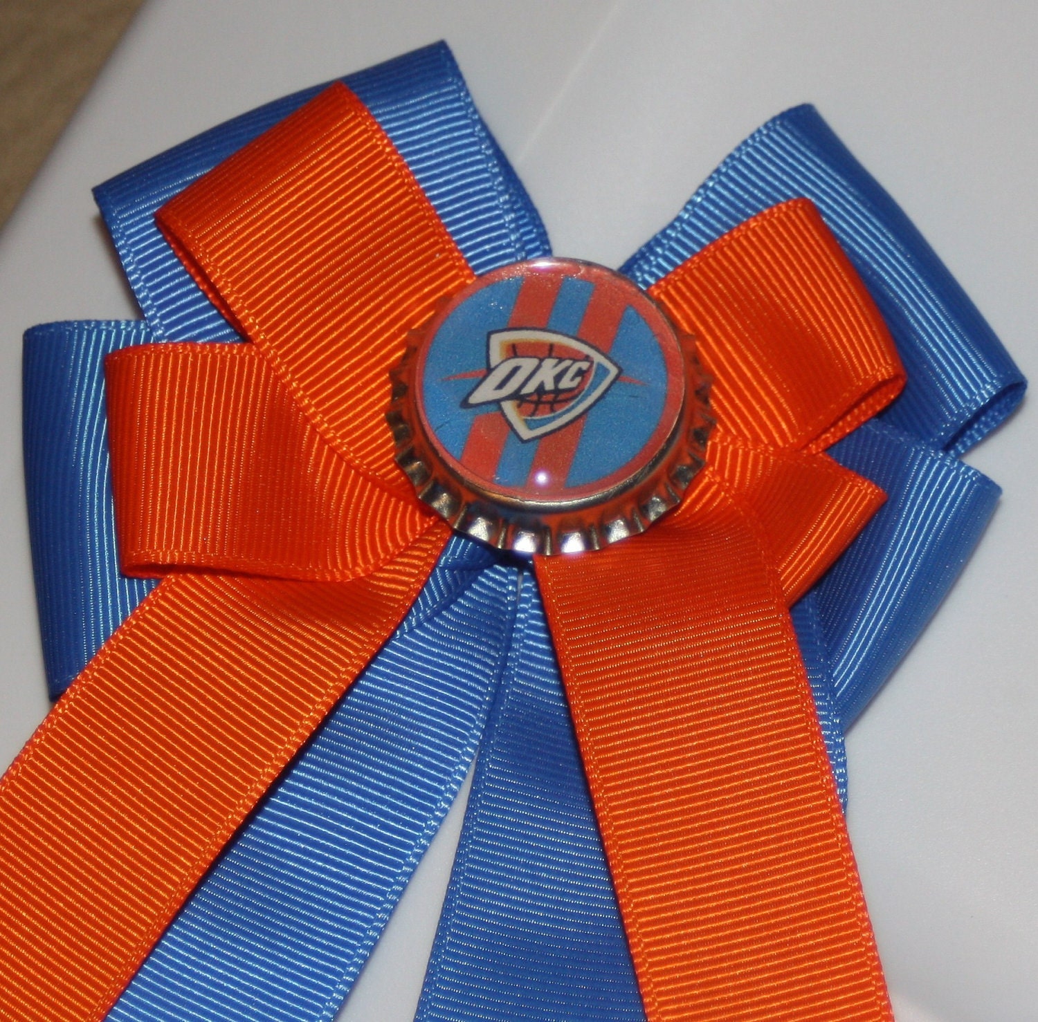 Oklahoma City Thunder Inspired Blue and Orange Hair Bow