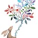 Dreamy Rabbit Children Print Illustration Watercolor Floral Animal