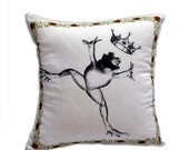 Fantastic Frog Prince Decorative Pillow Cushion Cover on Vintage Fabric