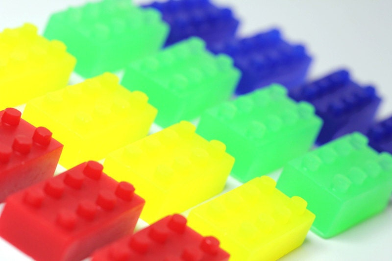 Lego Type Building Block Soap - Kid Soap Party Favors - Set of 20 Blocks
