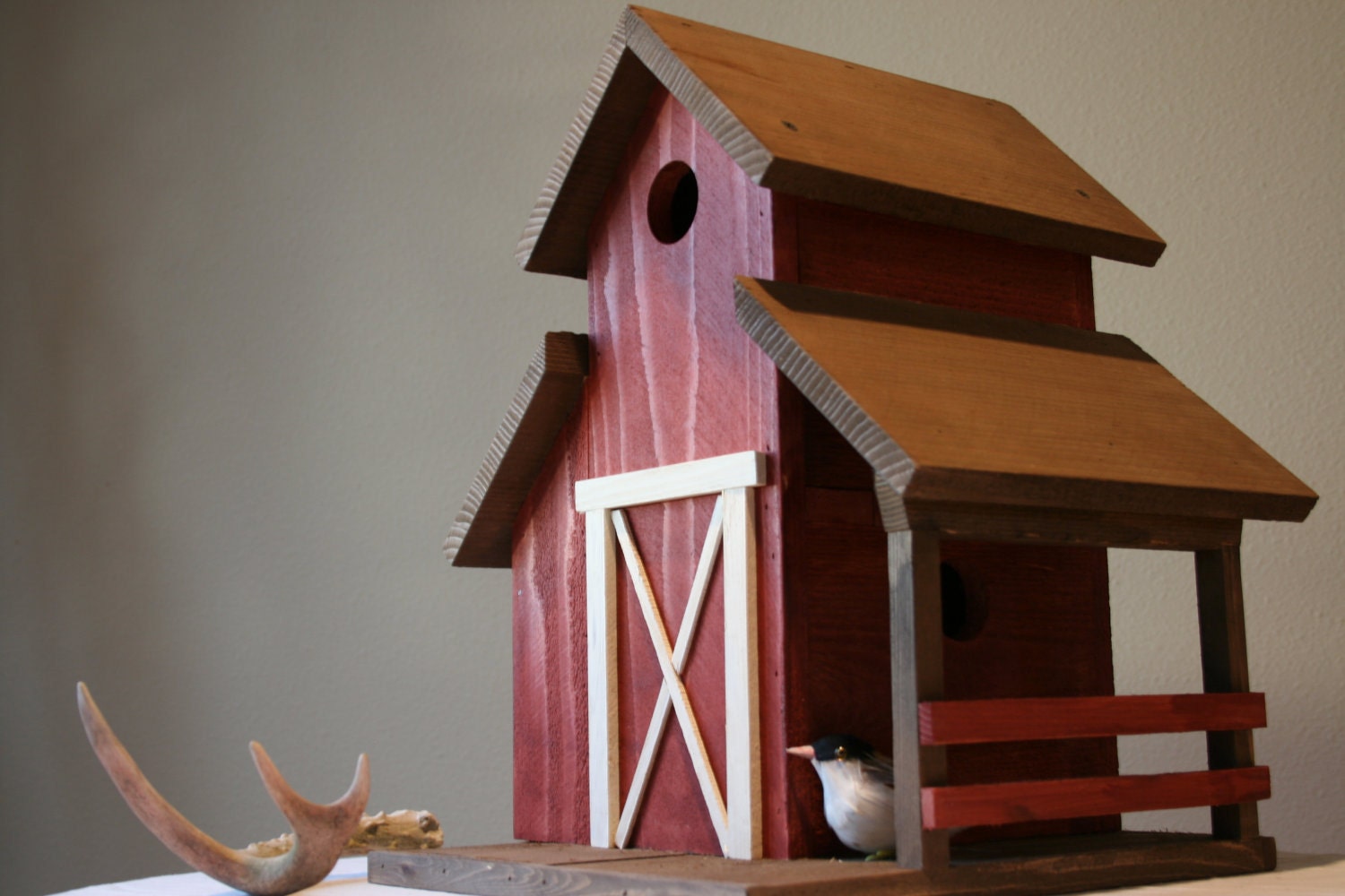 Red Barn Cowboy Country Bird House Two Holer by Plus Z Ranch