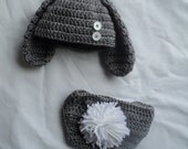 LOW SHIPPING EASTER bunny hat set beanie photo prop infant baby newborn  girls boys pom pom gray grey blue white pink  diaper cover
