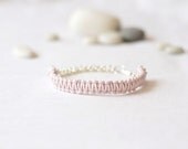 Mauve Rope Bracelet - silver rope bracelet,  braided bracelet, knot bracelet, pastel pink bracelet, everyday bracelet, cotton rope bracelet - GentleDecisions