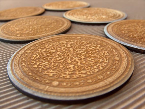 Engraved Wooden Coasters set of 6