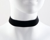 Jet Black Velvet Choker Necklace Simple Plain Basic - 7/8'' wide - Soft, Sexy & Elegant - Custom MADE to YOUR SIZE - Gothic, Goth, Statement