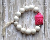 Lucky Buddha in Pink / Buddha Beaded Bracelet