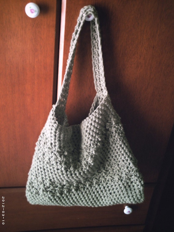 Crochet Handmade Taupe Shoulder Bag, Purse, Tote
