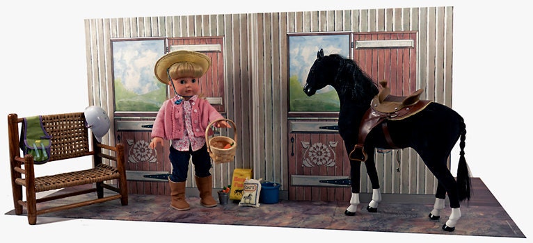 American Girl Dollhouse Two Room with Barn Scene