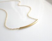 SALE - Gold Curved Bar Necklace - modern simplicity, pretty everyday jewelry, dainty everyday jewelry
