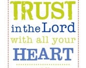 Digital FILE to Print - Christian Subway Art PROVERBS 3:5 Wall Art - Baby BOY Shower Gift - Scripture Lime and Blue