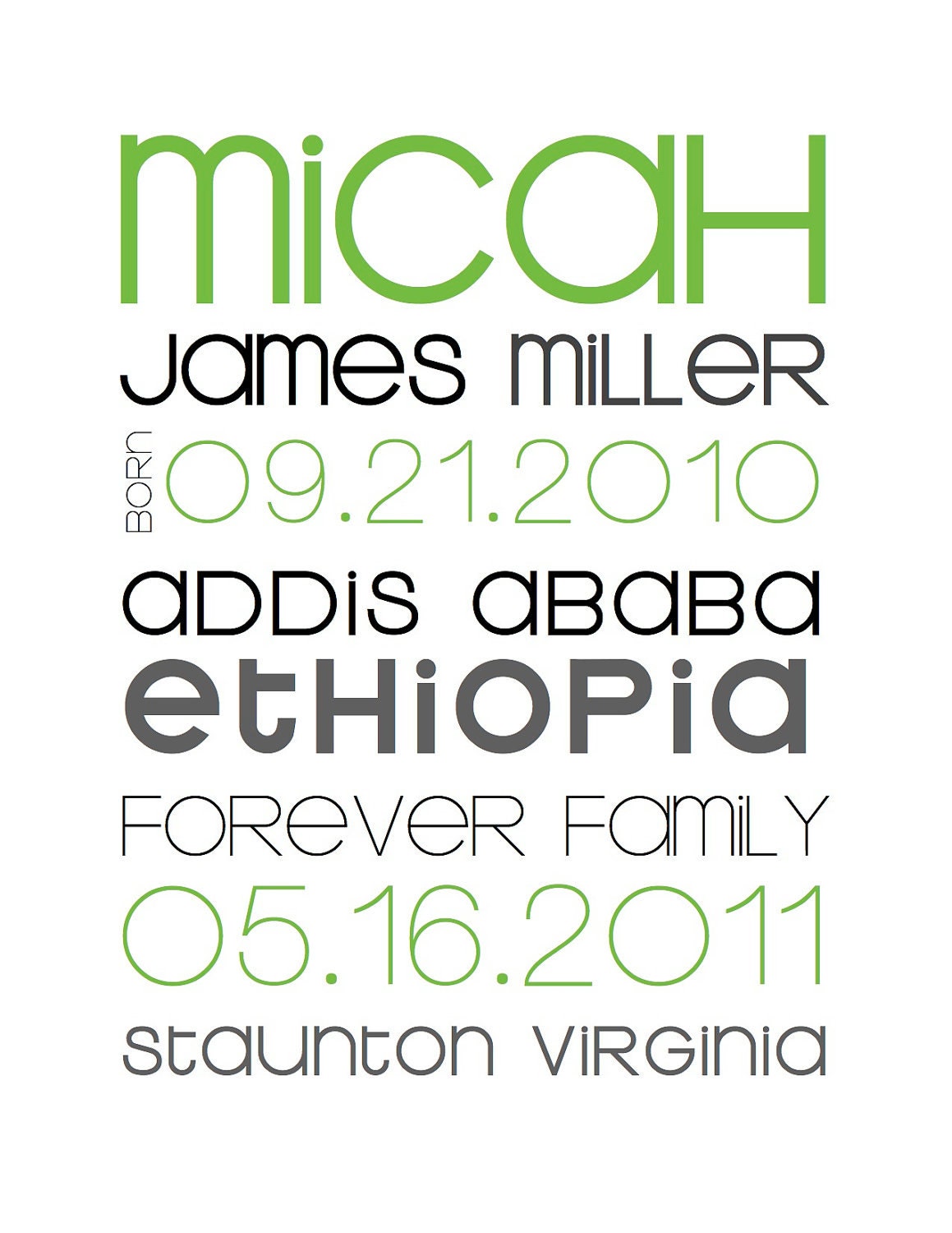 ADOPTION Customized Keepsake Name Print - Personalized Nursery Room Decor Subway Art - DIGITAL FILE to Print