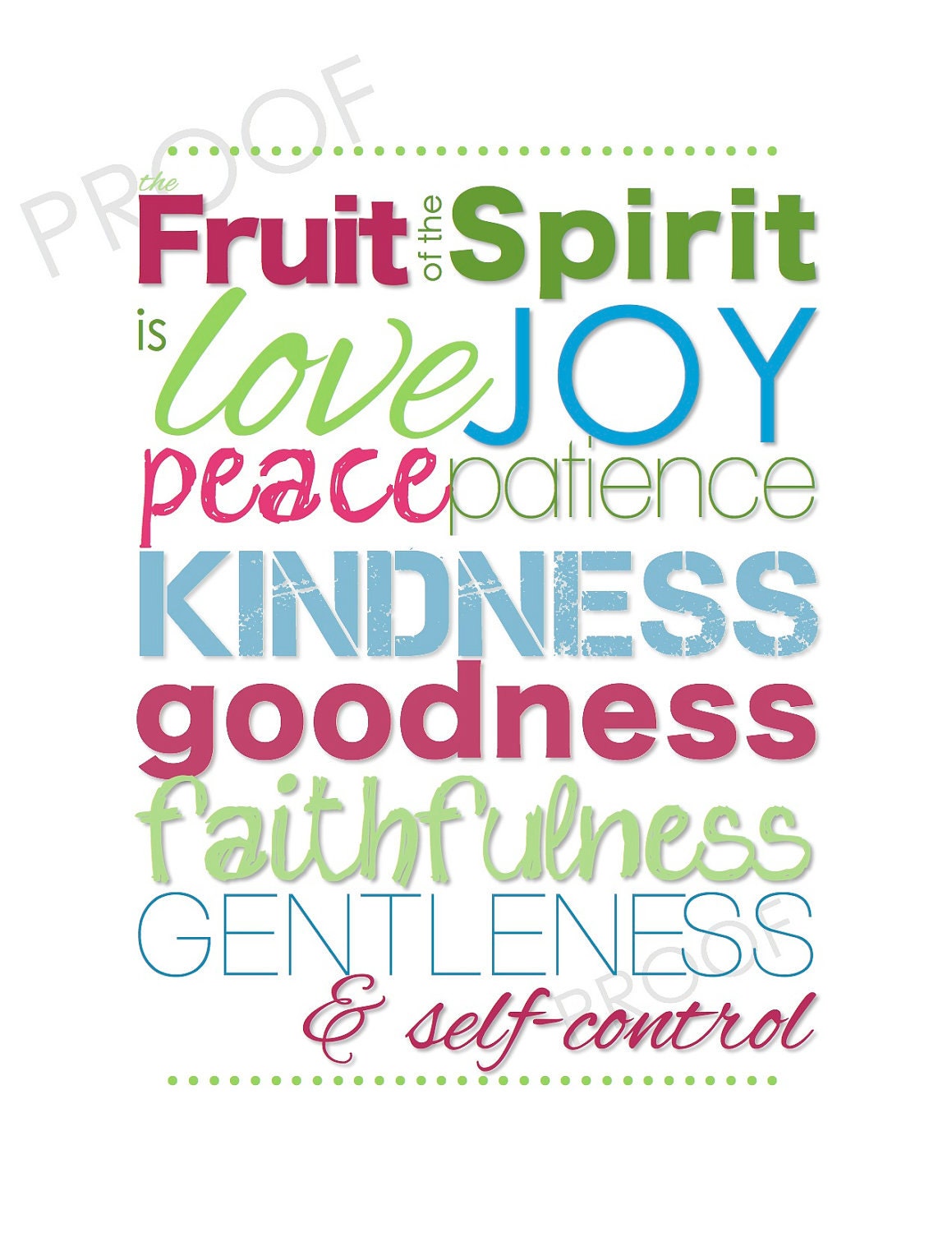 FRUIT of the SPIRIT (Galatians 5) Digital File to Print Christian Typography Subway Art - Baby Girl Room Home Decor