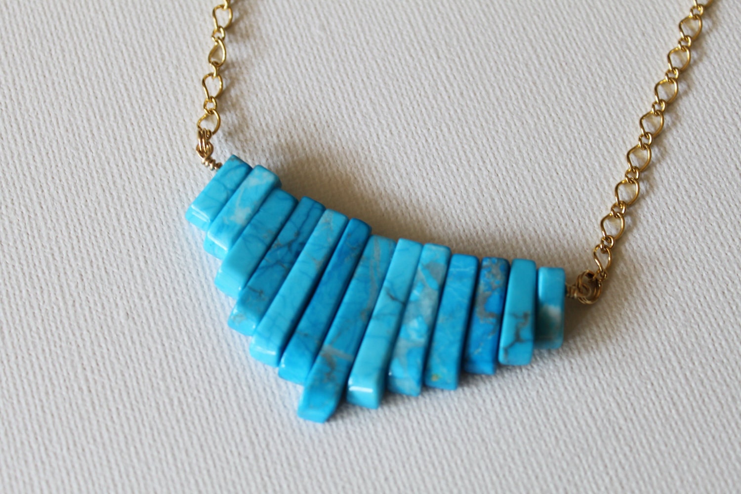Caribbean Blue necklace - brilliant turquoise blue howlite bib necklace
