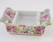 Vintage Ceramic Trinket Box Without Lid Japan Chintz Dish