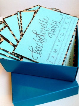 Custom 5"x7" Shimmer Calligraphy Bachelorette Invitations