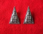 Silver triangle metal vintage pierced 1980 earrings