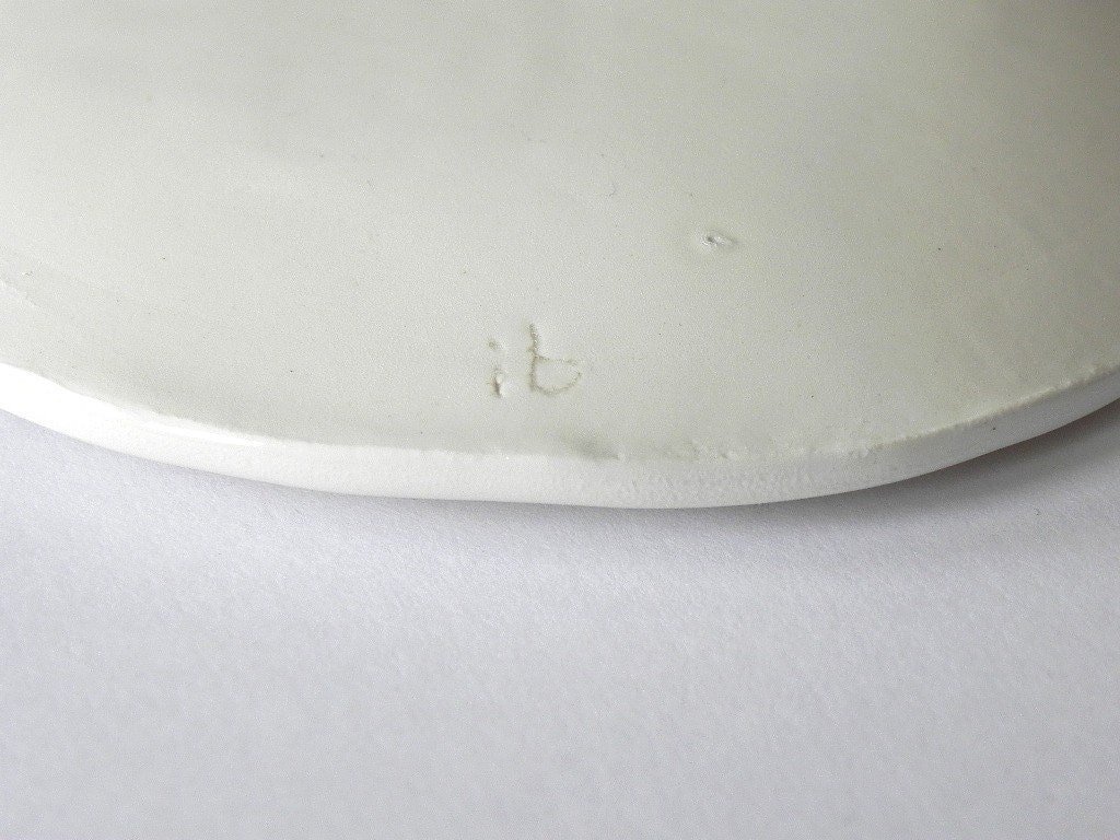 Rustic Butterfly Ceramic Plate, White Dish with Red Butterfly, Plate with Romantic Details