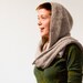Hand knit Hooded scarf, for women, scoodie, hand knit