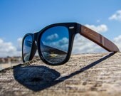 Handmade wood wooden wayfarer style sunglasses. Made with Eco-friendly Bamboo. Malibu Matte Black