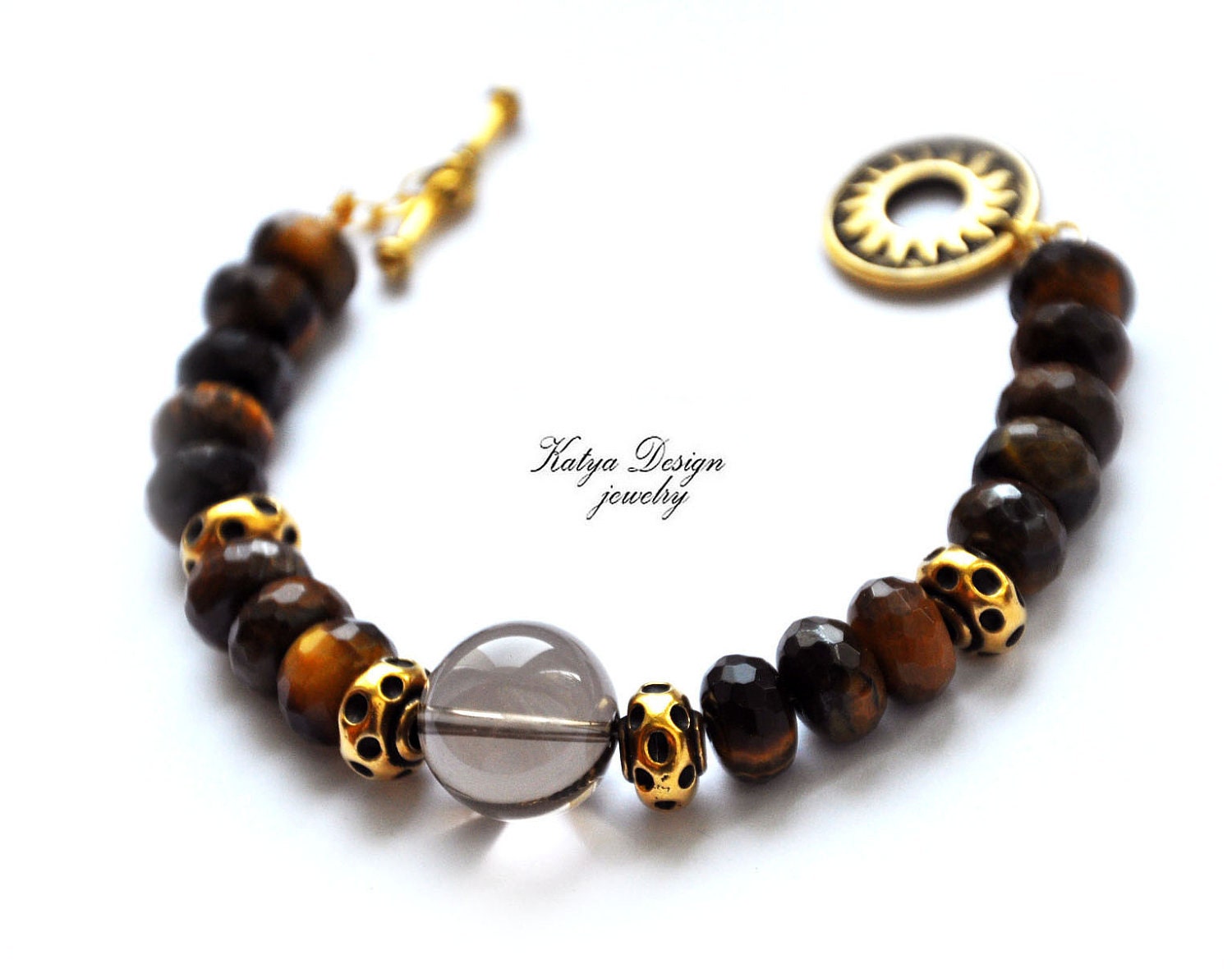 brown tiger eye and smoky quartz Bracelet