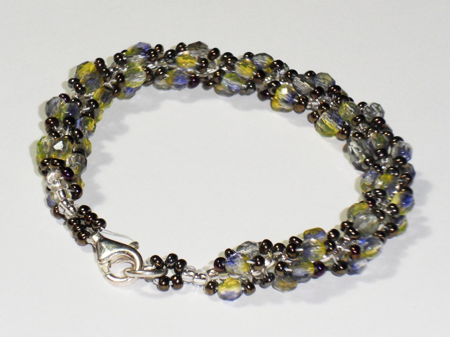 Silver Green Spiral Staircase Bracelet