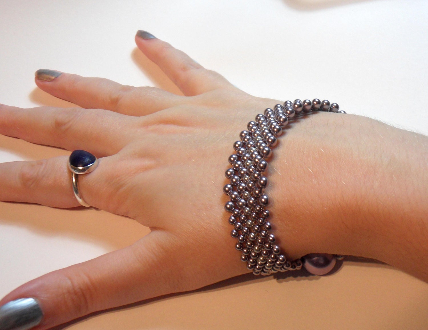 Lilac Pearl Bracelet / Cuff