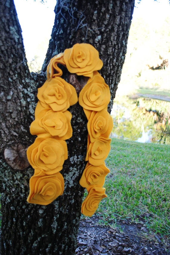 Handmade to Order Flower Fleece Scarf -- Choose Your Color