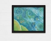 Children's Wall Art, Fine Art Print, 8x10 Print, Whimsical Art, Aqua Sky, Abstract Landscape, Nature Inspired, Summer, Giclee Print