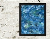Blue Geometric 8x10 Print - Spring Rain & Storm Clouds Abstract Art - Rainy Day Thunderstorm - Giclee Fine Art Print