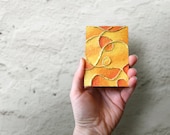 Yellow Fridge Magnet, Abstract Painting Stocking Stuffer, Locker Accessories, Mixed Media Collage, Kitchen Magnet, Refrigerator Magnet, ACEO