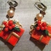 Christmas Retro Red Celluloid Gift Present  Earrings